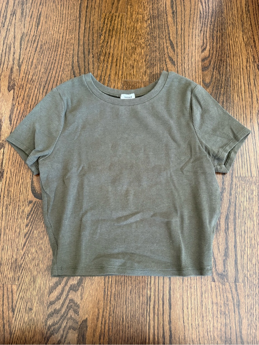 Garage Army Green Cropped T Shirt